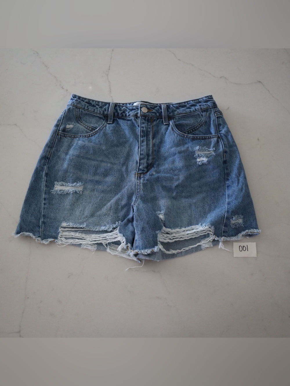 Fashion Nova Ripped Light Blue Denim Shorts